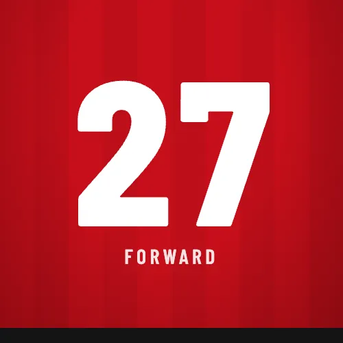 Graphic: Tynan Thompson's shirt number, 27, forward